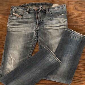 Diesel Men's Washed Blue Denim Jeans - Y2K